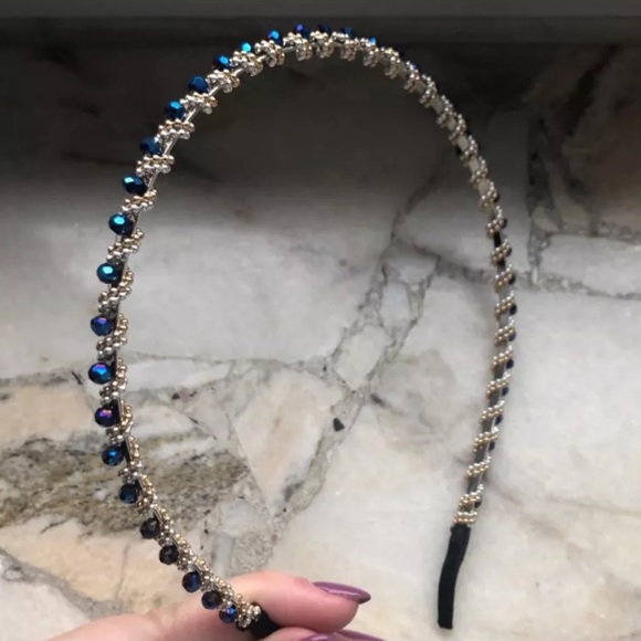 Alex is Accessories - Headband Azure Reflective Blue Green Silver Beads